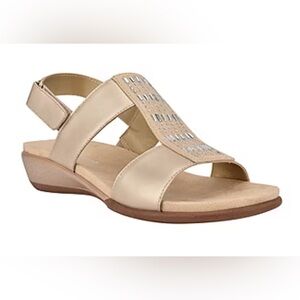 Easy Spirit Cream Sandals with Rhinestone Embellishments